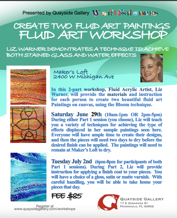 Create Two Fluid Art Paintings: Fluid Art Workshop with Liz Warner - Morning Session 6-29