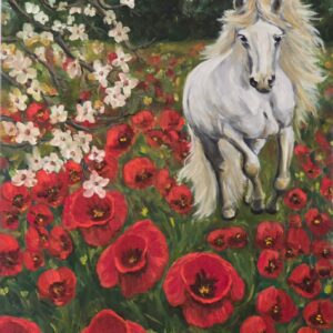 Gallop Through Poppy Fields 24x30 Oil @0.5x